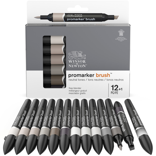 ProMarker Brush Neutral Tones 12er-Set + Blender