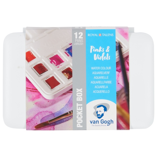 Van Gogh Pocket Box Aquarellfarbe 12er-Set Pinks & Violets