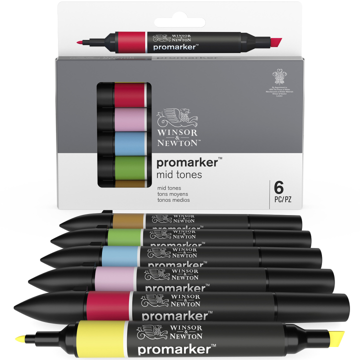 ProMarker 6er-Set Mid tones in der Gruppe Stifte / Künstlerstifte / Illustrationsmarker bei Pen Store (100542)
