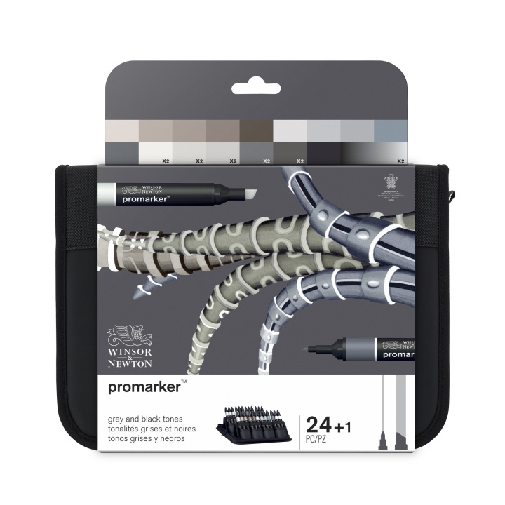 Promarker Black & Greys Wallet 24er-Set in der Gruppe Stifte / Künstlerstifte / Illustrationsmarker bei Pen Store (100568)