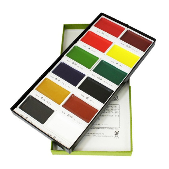 Gansai Tambi Akvarell 12er-Set in der Gruppe Künstlerbedarf / Künstlerfarben / Aquarell / Aquarellfarbe im Napf bei Pen Store (100977)