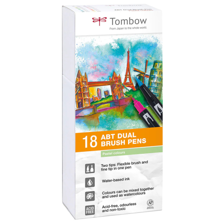 ABT Dual Brush Stift 18er-Set Pastel in der Gruppe Stifte / Künstlerstifte / Pinselstifte bei Pen Store (101096)