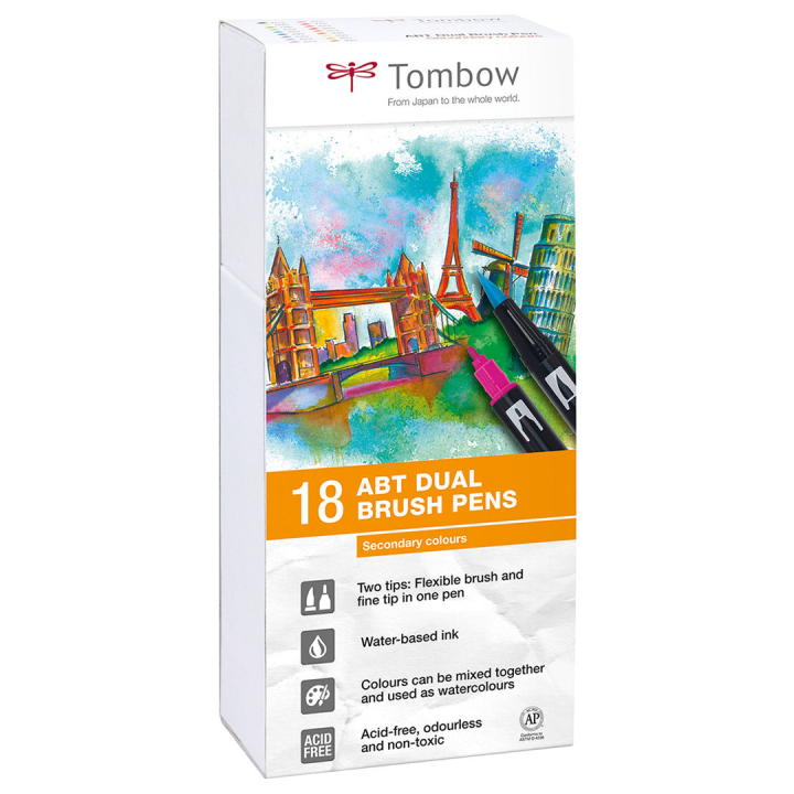 ABT Dual Brush Stift 18er-Set Secondary in der Gruppe Stifte / Künstlerstifte / Pinselstifte bei Pen Store (101097)