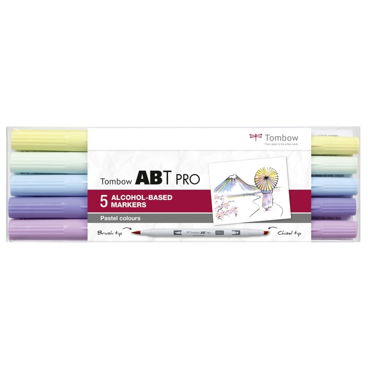 ABT Dual Brush Pen 5er-Set Pastell in der Gruppe Stifte / Künstlerstifte / Illustrationsmarker bei Pen Store (101257)