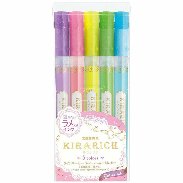 Kirarich Glitzer Textmarker 5er-Set in der Gruppe Basteln & Hobby / Techniken / Bullet Journaling bei Pen Store (102200)