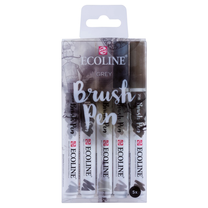 Ecoline Brush Pen Grey 5er-Set in der Gruppe Stifte / Künstlerstifte / Pinselstifte bei Pen Store (103713)