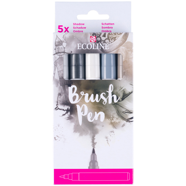 Ecoline Brush Pen Grey 5er-Set in der Gruppe Stifte / Künstlerstifte / Pinselstifte bei Pen Store (103713)