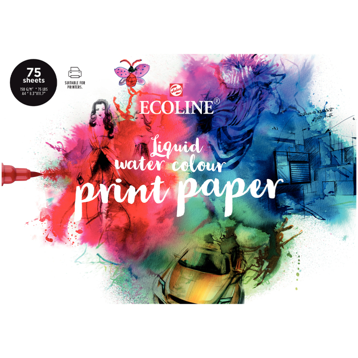 Ecoline Print Paper 75er-Pack in der Gruppe Papier & Blöcke / Künstlerblöcke / Aquarellpapier bei Pen Store (103786)