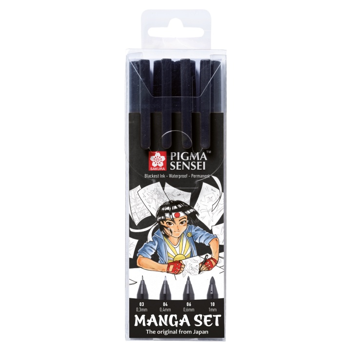 Manga Pigma Sensei Black 4er-Set in der Gruppe Stifte / Schreiben / Fineliner bei Pen Store (103845)