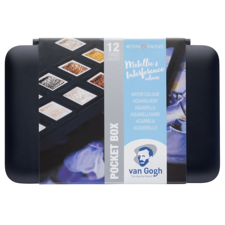 Van Gogh Pocket Box Aquarellfarbe 12er-Set Metallic in der Gruppe Künstlerbedarf / Künstlerfarben / Aquarell bei Pen Store (104064)