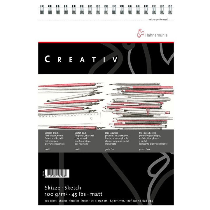 Creativ Skizzenblock Spirale A4 in der Gruppe Papier & Blöcke / Künstlerblöcke / Zeichen- und Skizzenblöcke bei Pen Store (105159)