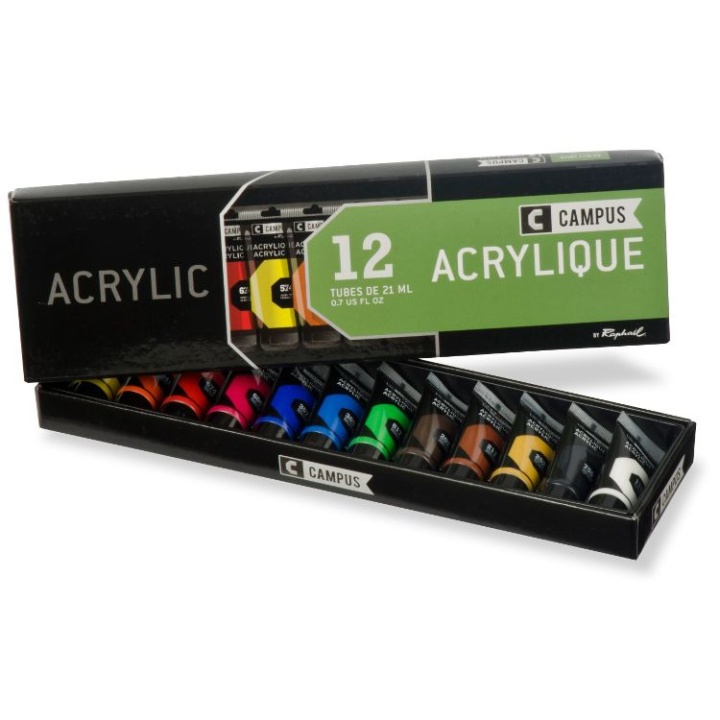 Acrylfarbenset Campus 12 × 21 ml Tuben in der Gruppe Künstlerbedarf / Künstlerfarben / Acrylfarbe bei Pen Store (107970)