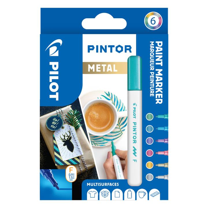 Pintor Fine 6er-Etui Metallic in der Gruppe Stifte / Künstlerstifte / Marker bei Pen Store (109498)