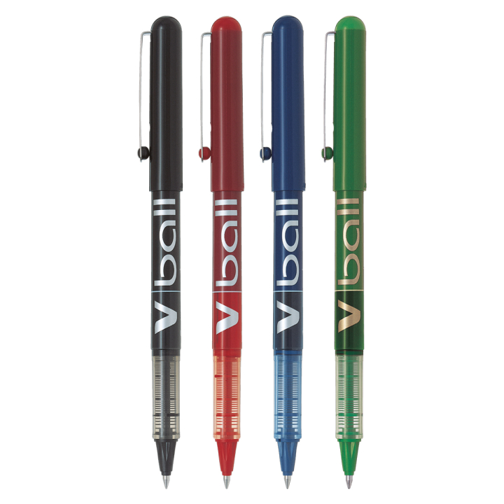 6x Pilot V Ball VB5 Tintenroller - Feine Metallspitze 0.3mm, Rot, Für Glattes Schreiben
