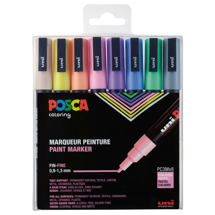 Posca PC-3M Pastel 8er-Set in der Gruppe Stifte / Künstlerstifte / Marker bei Pen Store (110427)
