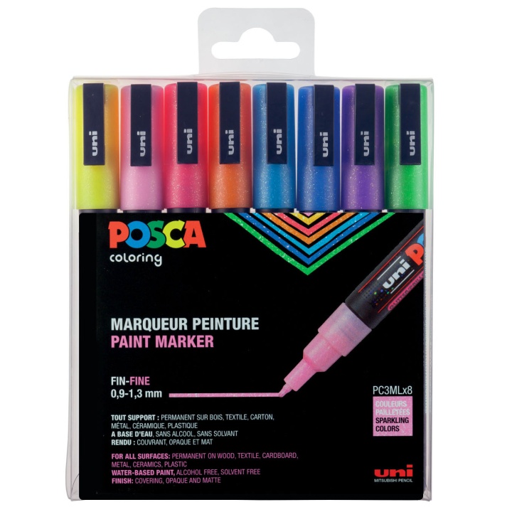 Posca PC-3M Sparkling tones 8er-Set in der Gruppe Stifte / Künstlerstifte / Marker bei Pen Store (110429)
