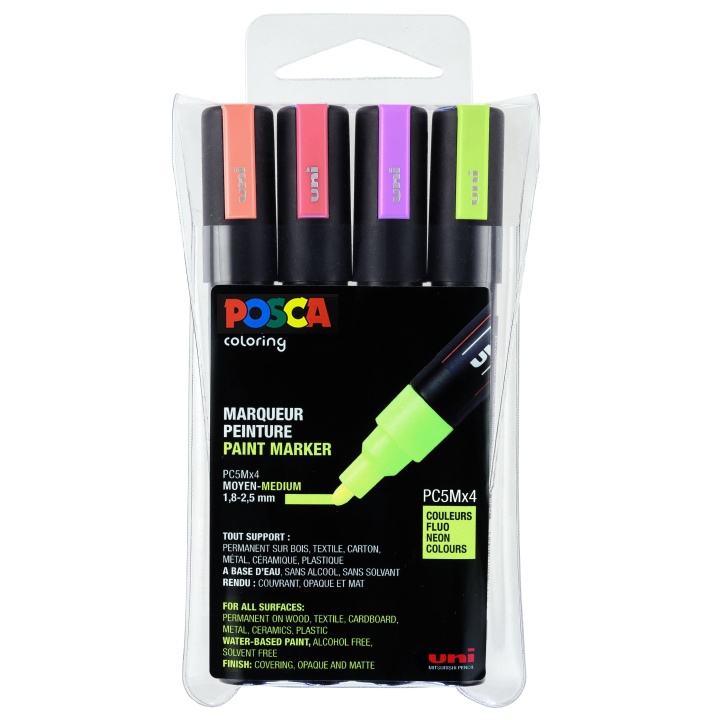Posca PC-5M Neon 4er-Set in der Gruppe Stifte / Künstlerstifte / Marker bei Pen Store (110434)