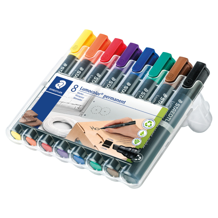 8er-Pack Lumocolor Permanent schräg geschnitten in der Gruppe Stifte / Etikettierung und Büro / Markierstifte bei Pen Store (111001)