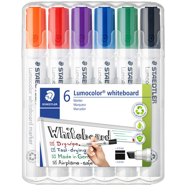 Lumocolor Whiteboard marker Chisel 6-pack in der Gruppe Stifte / Etikettierung und Büro / Whiteboard Marker bei Pen Store (111002)