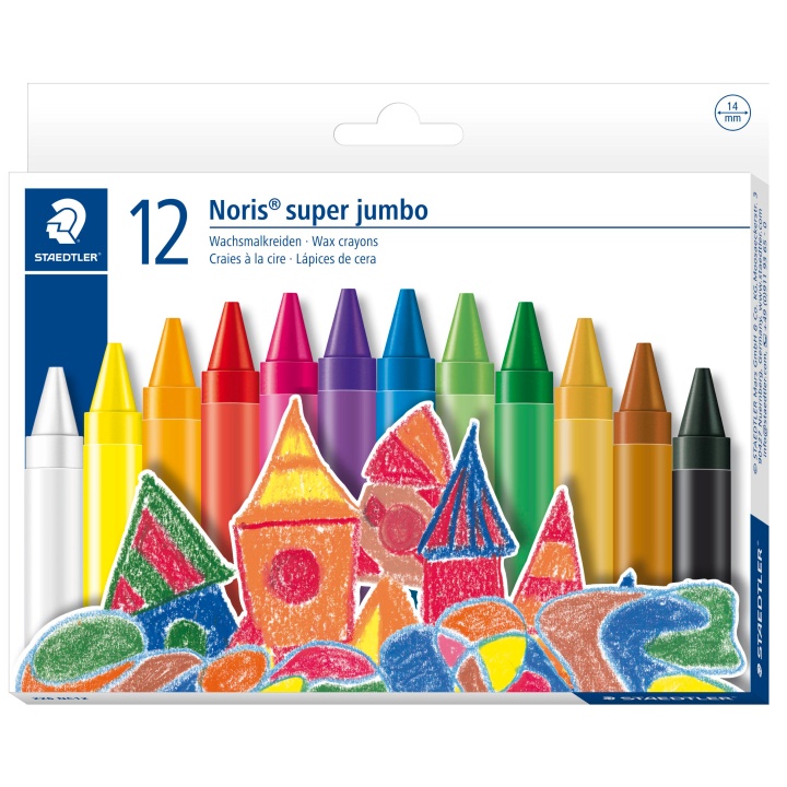 Noris Club Super Jumbo Wachsmalkreide 12er-Set (ab 3 Jahren) in der Gruppe Kids / Stifte für Kinder / Kreidestiften für Kinder bei Pen Store (111012)