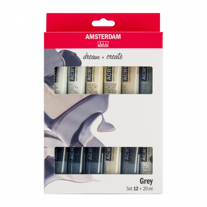 Amsterdam Acrylfarbe Grey Set 12 × 20 ml in der Gruppe Künstlerbedarf / Künstlerfarben / Acrylfarbe bei Pen Store (111749)