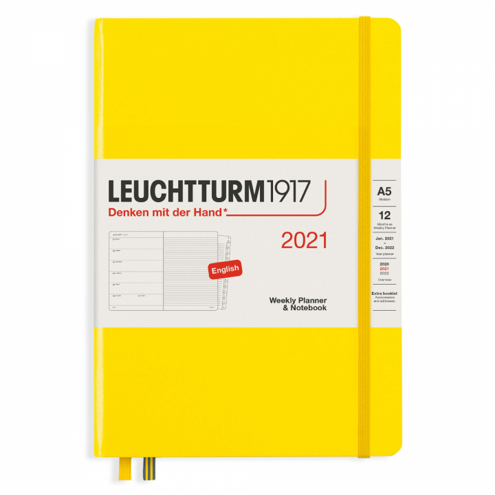Calendar 2021 12M Weekly Planner A5 Lemon in der Gruppe Papier & Blöcke / Kalender und Terminkalender / 12 Monate Tageskalender bei Pen Store (112307)