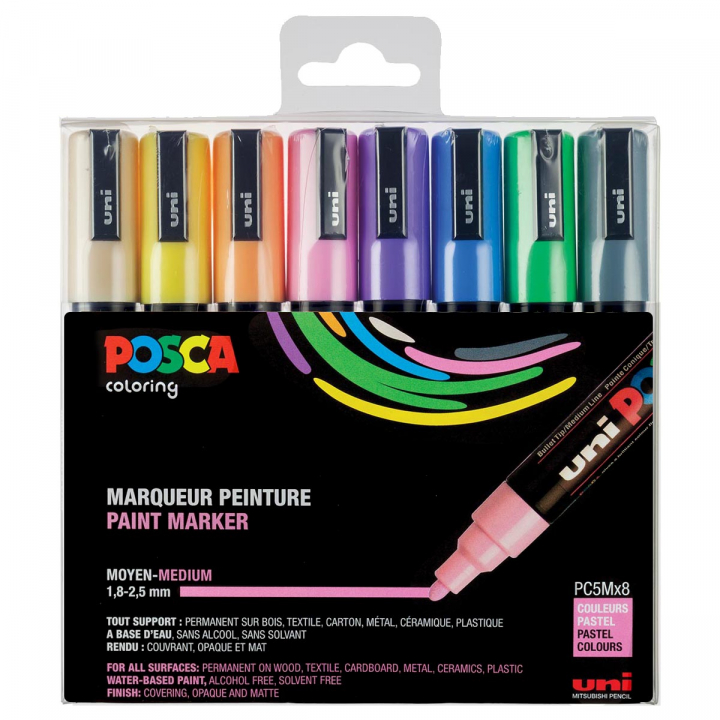 Posca PC-5M Pastel 8er-Set in der Gruppe Stifte / Künstlerstifte / Marker bei Pen Store (112633)