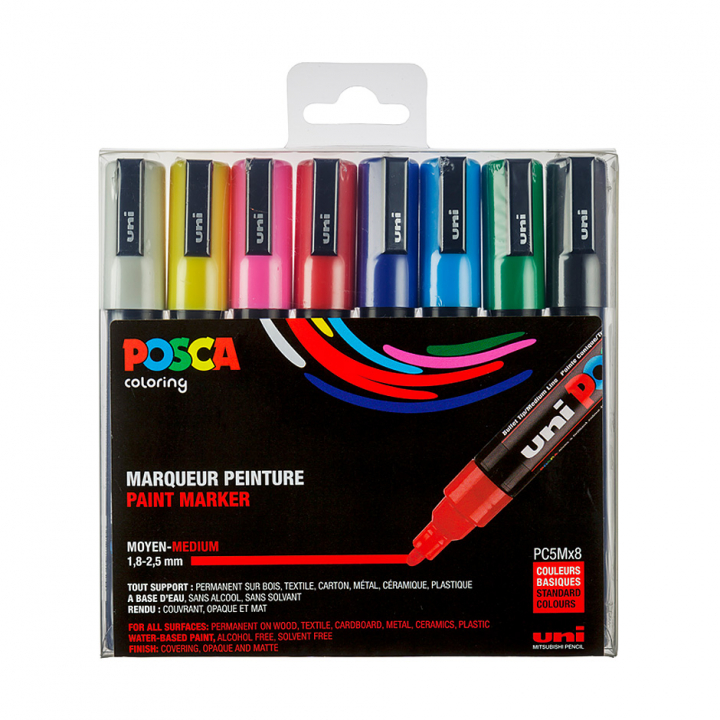 Posca PC-5M Standard Tones 8er-Set in der Gruppe Stifte / Künstlerstifte / Marker bei Pen Store (125148)