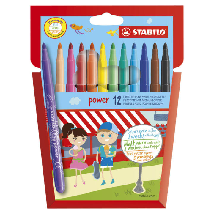 Power Filzstift 12er-Pack in der Gruppe Kids / Stifte für Kinder / Filzstifte für Kinder bei Pen Store (125420)