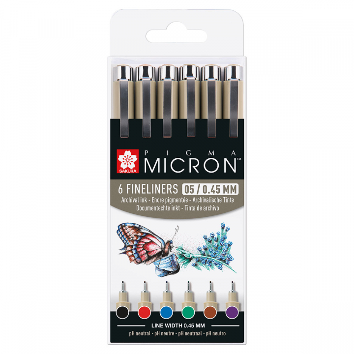 Pigma Micron Fineliner 6er-Set 05 Basic Colours in der Gruppe Stifte / Schreiben / Fineliner bei Pen Store (125576)