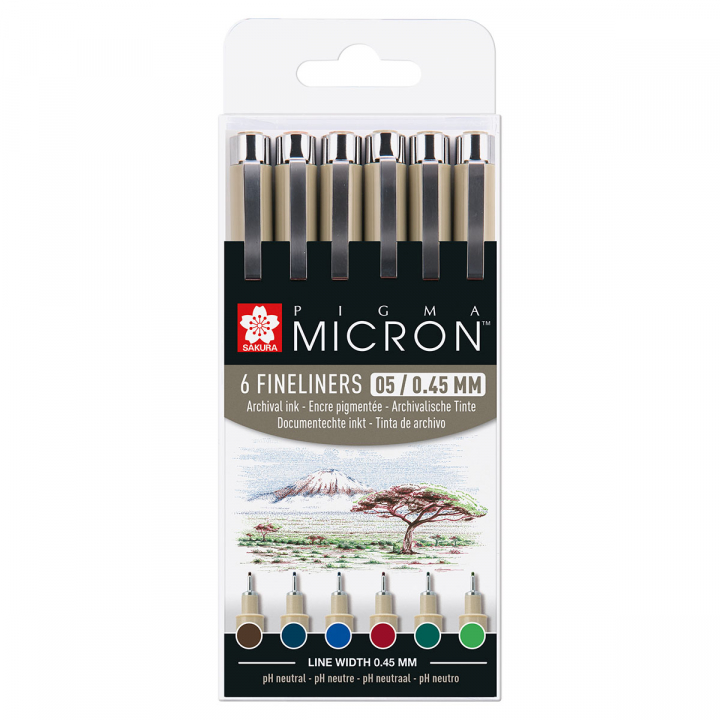 Pigma Micron Fineliner 6er-Set 05 Earth Colours in der Gruppe Stifte / Schreiben / Fineliner bei Pen Store (125577)