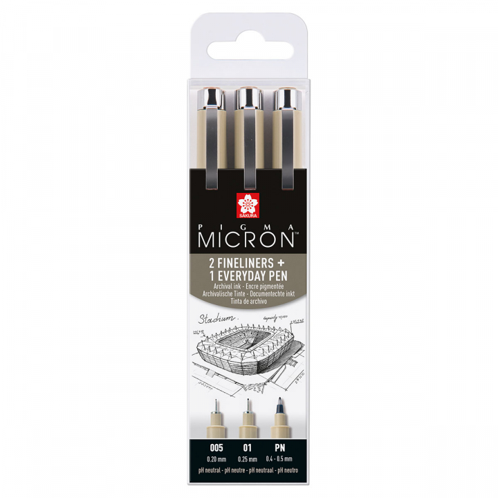 Pigma Micron Fineliner 3er-Set Thin in der Gruppe Stifte / Schreiben / Fineliner bei Pen Store (125578)