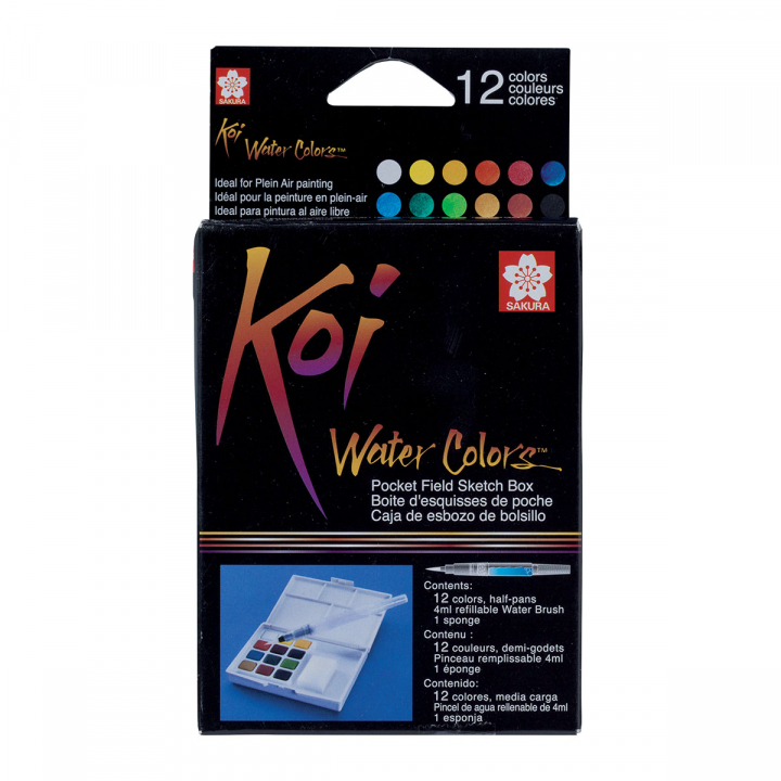 Koi Malset Water Colors Sketch Box 12 + Pinsel in der Gruppe Künstlerbedarf / Künstlerfarben / Aquarell bei Pen Store (125610)