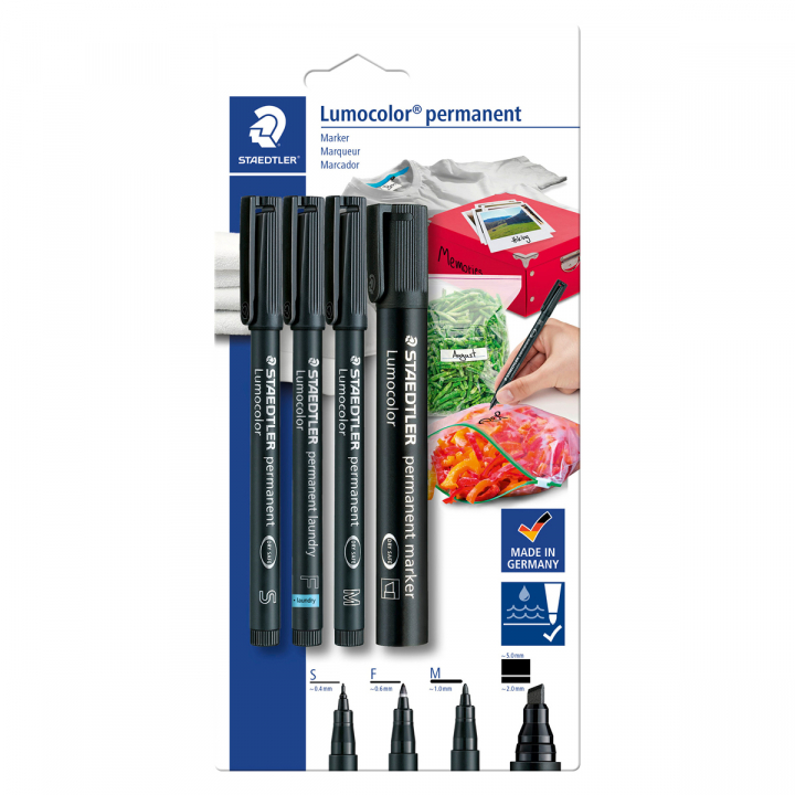Lumocolor 60 permanent markers 4-pack black in der Gruppe Stifte / Etikettierung und Büro / Markierstifte bei Pen Store (126601)