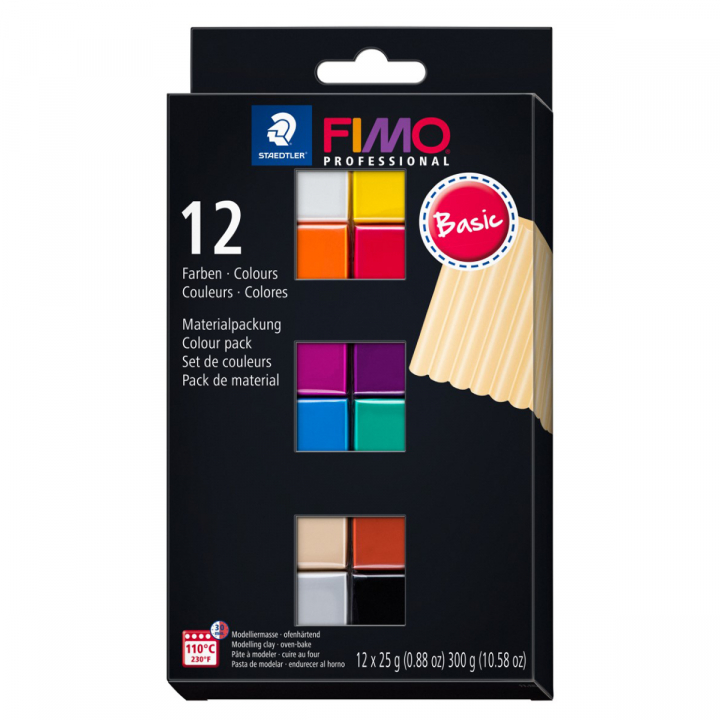 FIMO Professional Modelling Clay Basic colours 12-pack in der Gruppe Basteln & Hobby / Basteln / Modellieren bei Pen Store (126646)