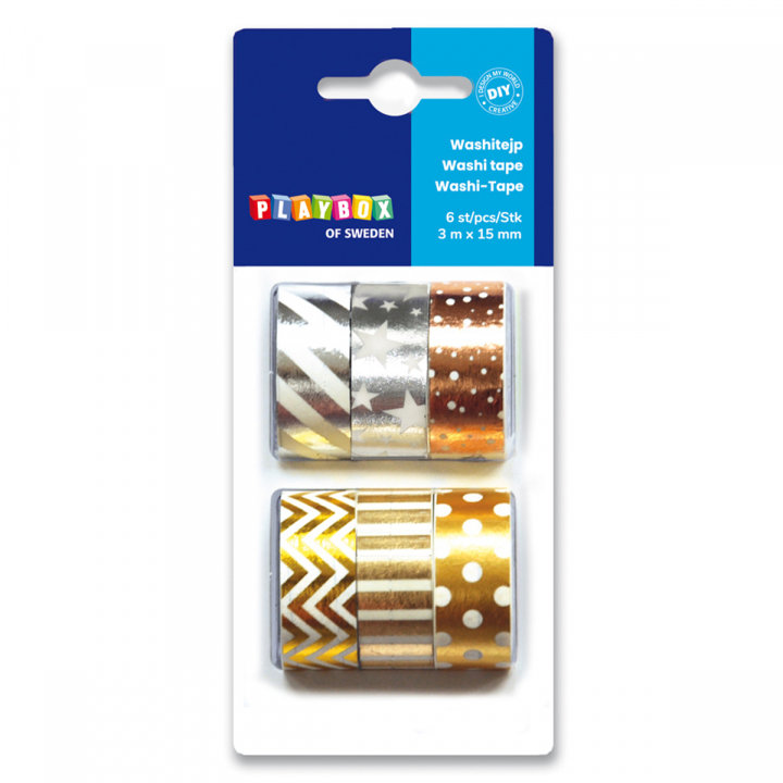 Washi Tape metallfarben 6 Stk in der Gruppe Basteln & Hobby / Hobbyzubehör / Washi Tape bei Pen Store (126868)