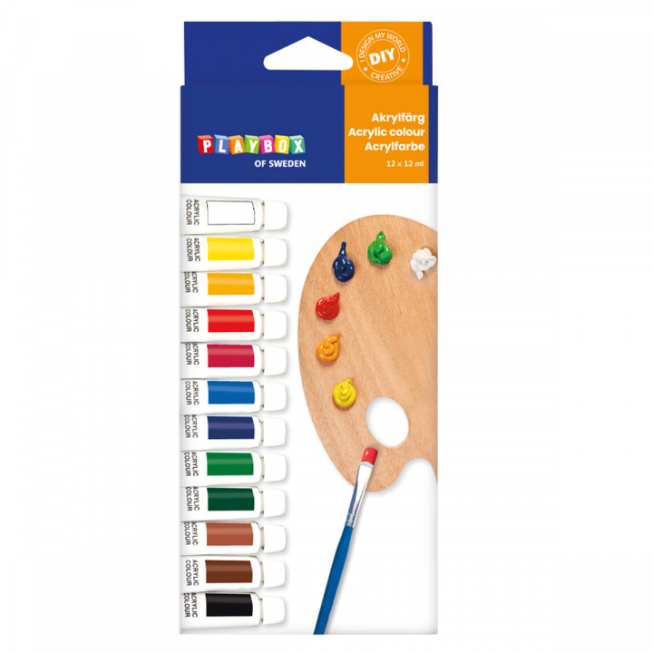 Acrylfarbe 12 Stk 12 ml in der Gruppe Kids / Basteln für Kinder / Kindermalfarbe bei Pen Store (126873)