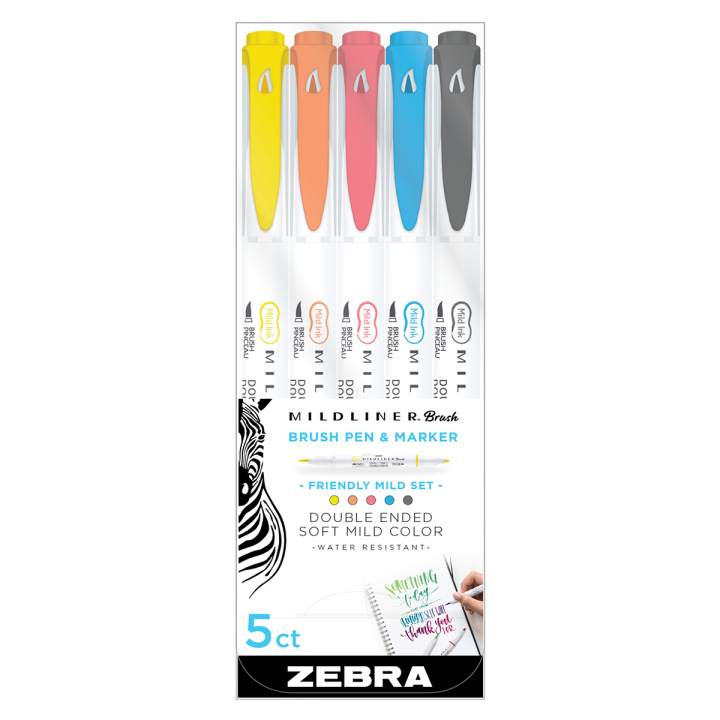 Mildliner Brush 5-pack Friendly Mild in der Gruppe Stifte / Künstlerstifte / Pinselstifte bei Pen Store (127930)