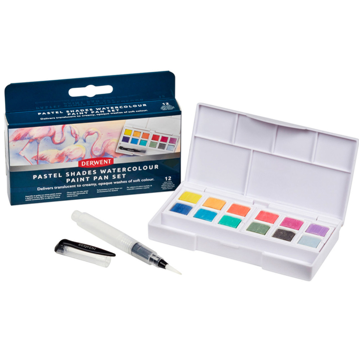 Pastel Shades Paint Pan Set 12 1/2-Näpfe in der Gruppe Künstlerbedarf / Künstlerfarben / Aquarell bei Pen Store (128195)