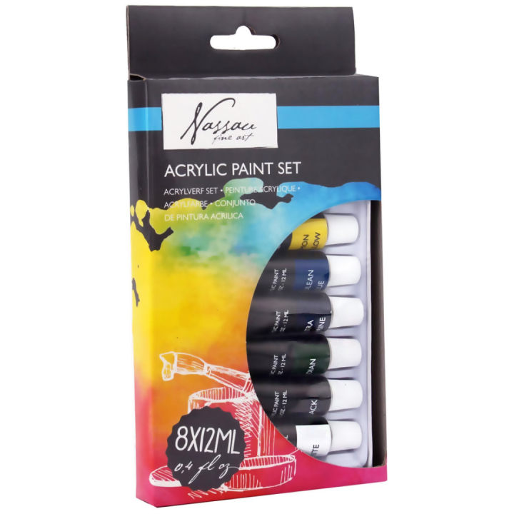 Acrylfarben 12 ml 8-set in der Gruppe Künstlerbedarf / Künstlerfarben / Acrylfarbe bei Pen Store (128543)