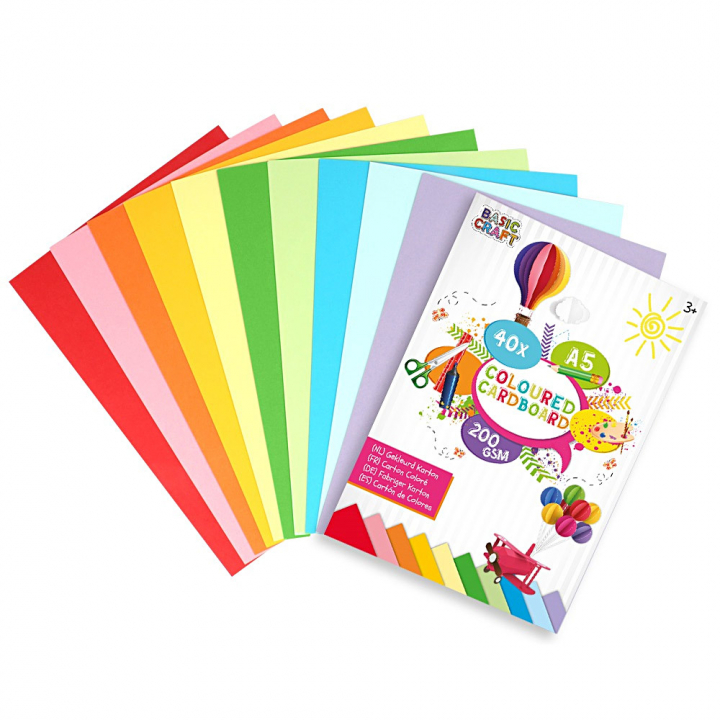 Bastelkarton A5, 40 Stück 200g in der Gruppe Kids / Spaß und Lernen / Zeichenblöcke und Papier für Kinder bei Pen Store (128567)