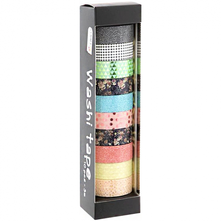 Washi Tape 10 rollen Foil & Glitter #1 in der Gruppe Basteln & Hobby / Hobbyzubehör / Washi Tape bei Pen Store (128584)