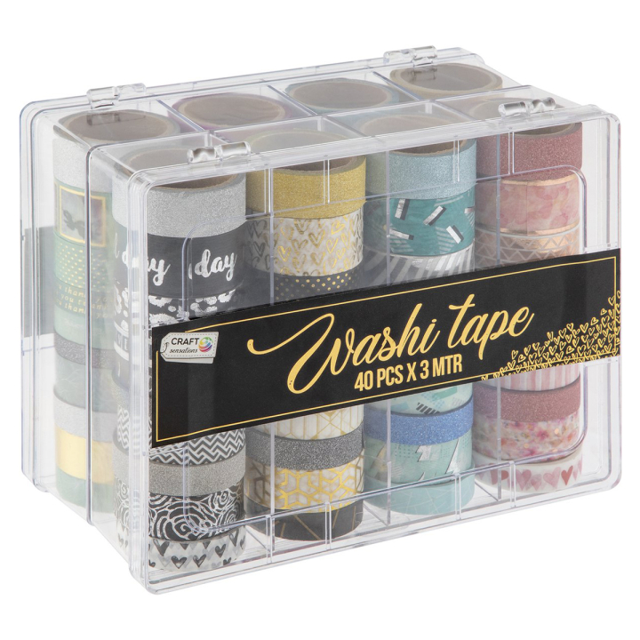 Washi Tape im Vorratsbehälter 40 stk in der Gruppe Basteln & Hobby / Hobbyzubehör / Washi Tape bei Pen Store (128586)