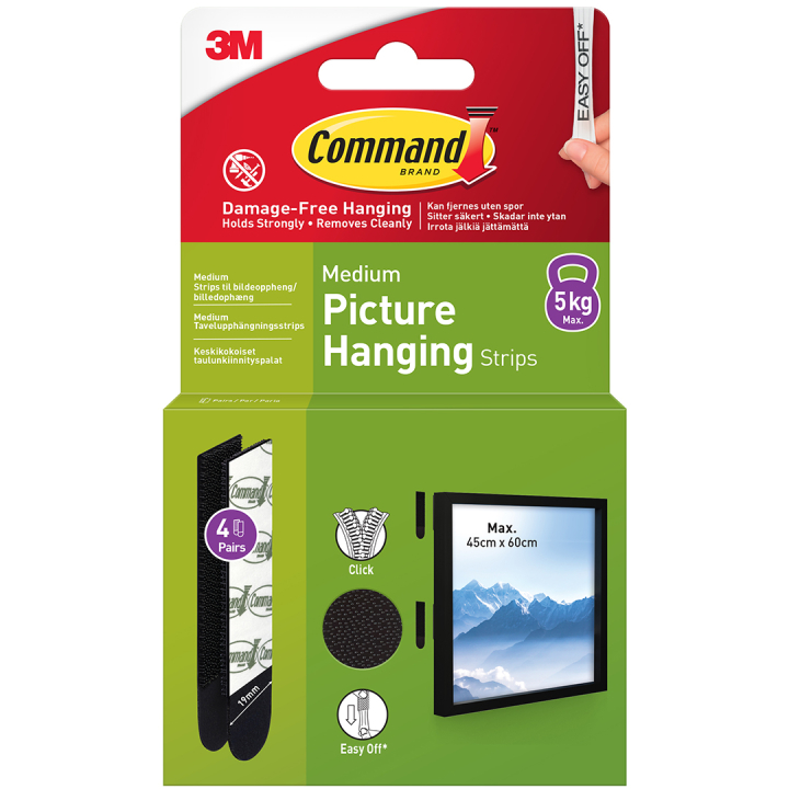 Command Bilder-Montage Strips Medium Schwarz in der Gruppe Basteln & Hobby / Organisieren / Rahmen / Bilderaufhängung bei Pen Store (128608)