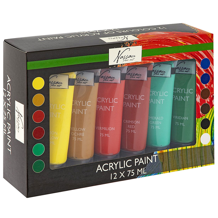 Acrylfarbe Set 12 farben in der Gruppe Künstlerbedarf / Künstlerfarben / Acrylfarbe bei Pen Store (129365)