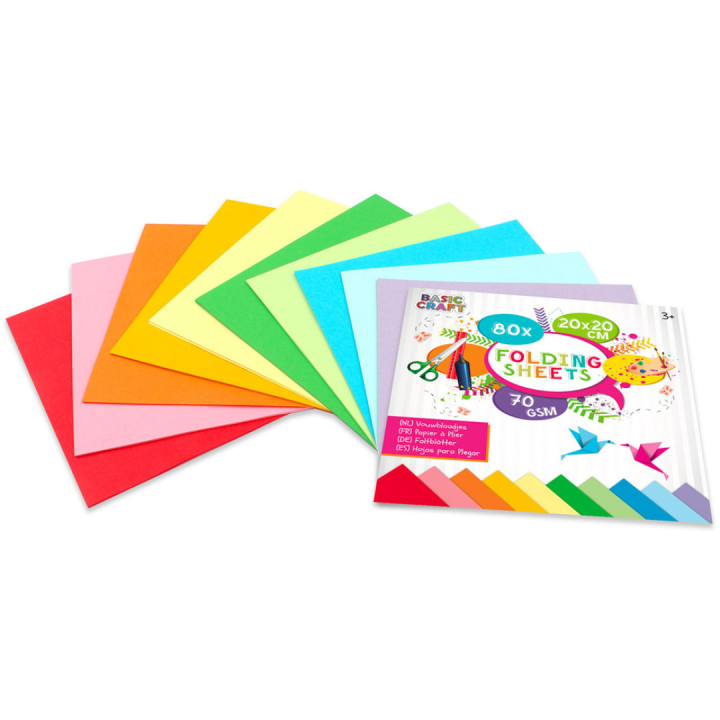 Faltblätter 20x20cm, 80 stk in der Gruppe Kids / Spaß und Lernen / Zeichenblöcke und Papier für Kinder / Origami Faltblätter bei Pen Store (129384)