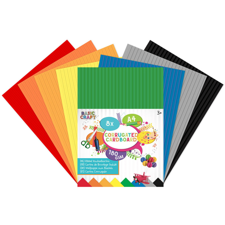 Gerippter Bastelkarton A4, 8 stk in der Gruppe Kids / Spaß und Lernen / Zeichenblöcke und Papier für Kinder / Buntes Papier für Kinder bei Pen Store (129389)