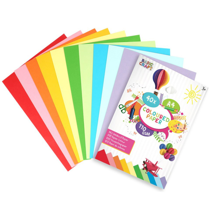 Farbiges Papier A4 110g, 40 stk in der Gruppe Kids / Spaß und Lernen / Zeichenblöcke und Papier für Kinder bei Pen Store (129390)