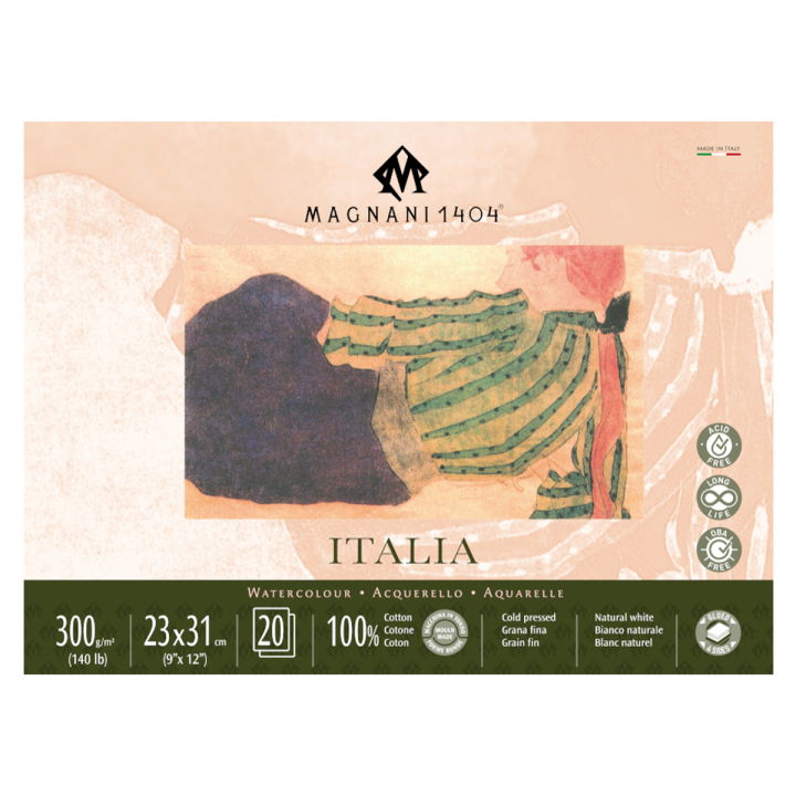 Aquarellpapier Italia 100% Baumwolle 300g Fine Grain 23x31cm 20 Sheets in der Gruppe Papier & Blöcke / Künstlerblöcke / Aquarellpapier bei Pen Store (129664)