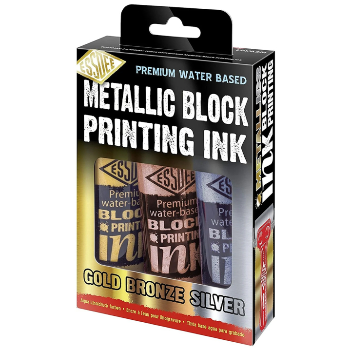 Linoleum Farbe Metallic 100 ml x 3 in der Gruppe Basteln & Hobby / Basteln / Linoldruck bei Pen Store (130574)